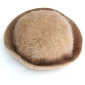 DNY Vintage Fuzzy Eyelash Bucket Hat Wool Angora Blend Tan